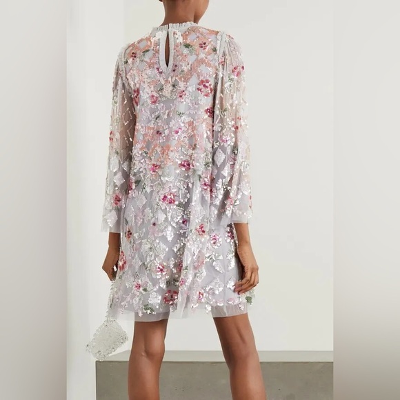 NEEDLE & THREAD Harlequin Rose Sequin-Embellished Tulle Mini Dress | Size 8 - Picture 2 of 9